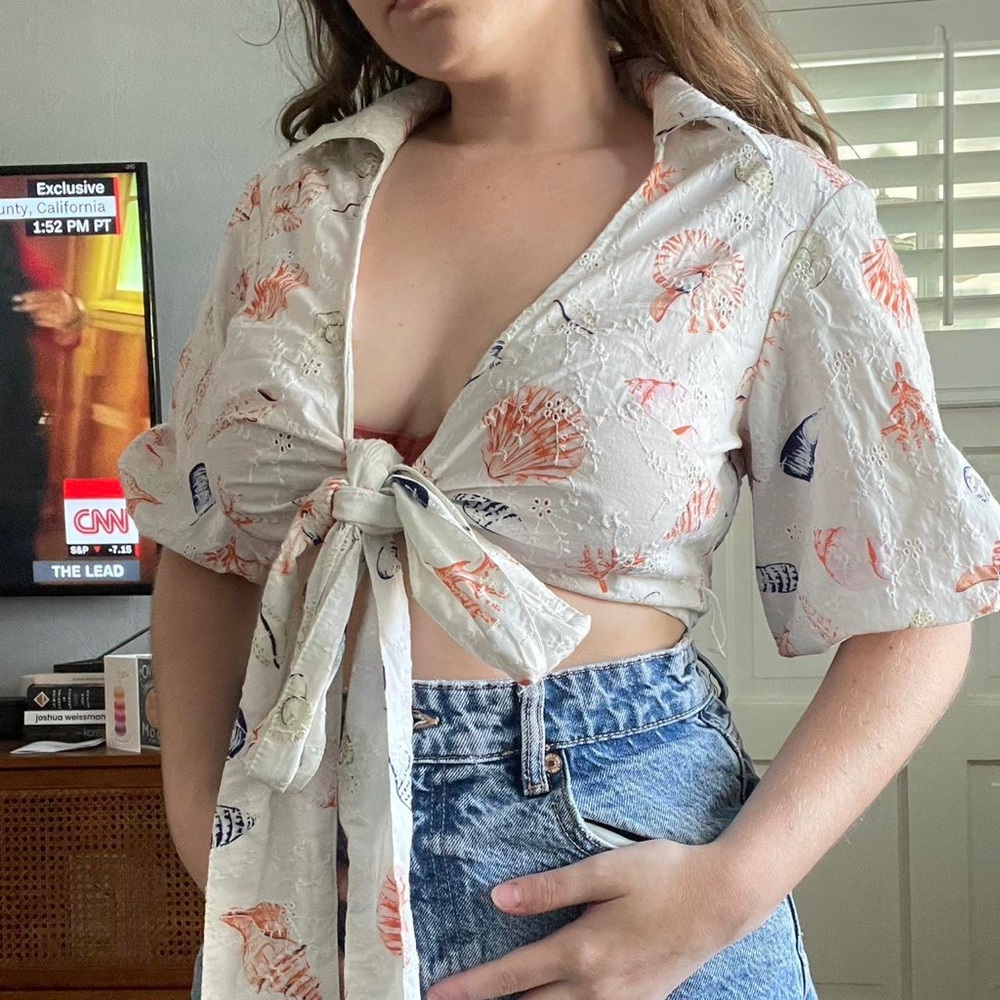 Tie Front Seashell Blouse Anthropologie